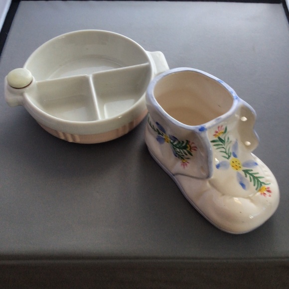 Hankscraft Other - Vintage Hankscraft Warming 3-section Baby Feeding Dish w/ bonus boot container